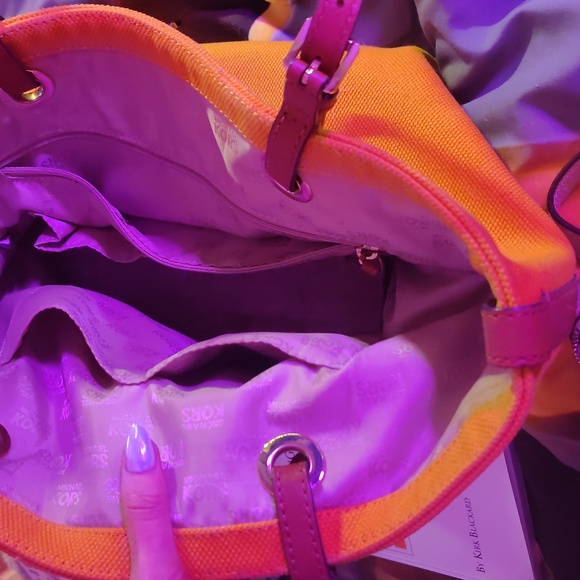 Michael‎ Kors Yellow Canvas Leather Trim Tote Bag Shoulder Bag - Picture 4 of 4